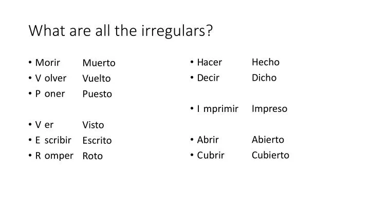 what are all the irregulars