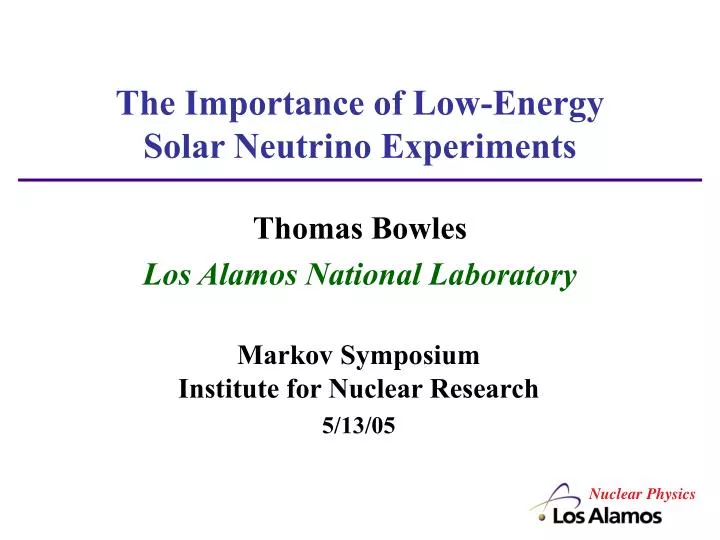the importance of low energy solar neutrino experiments