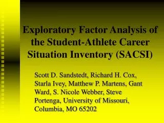Exploratory Factor Analysis of the Student-Athlete Career Situation Inventory (SACSI)
