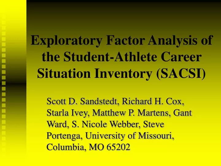 exploratory factor analysis of the student athlete career situation inventory sacsi