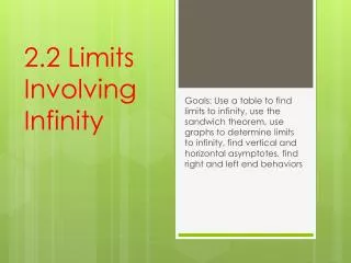 2.2 Limits Involving Infinity