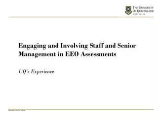 Engaging and Involving Staff and Senior Management in EEO Assessments