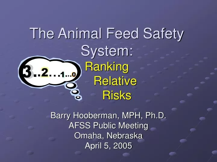the animal feed safety system ranking relative risks