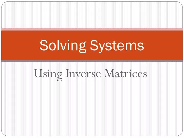 solving systems