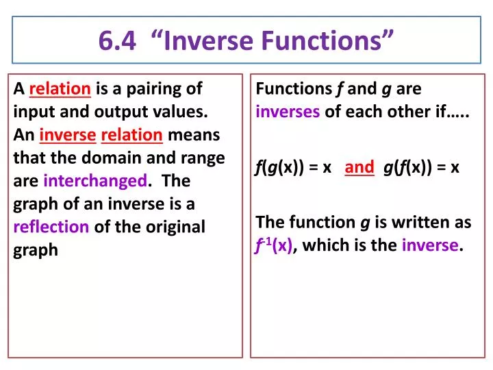 6 4 inverse functions