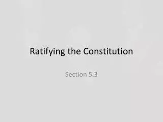 Ratifying the Constitution