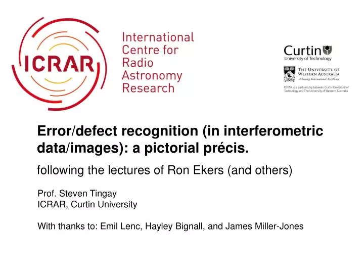 error defect recognition in interferometric data images a pictorial pr cis
