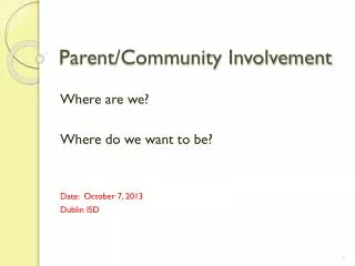 Parent/Community Involvement