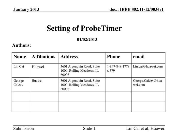 setting of probetimer