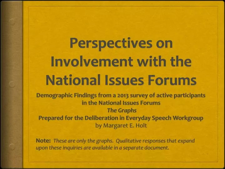 perspectives on involvement with the national issues forums
