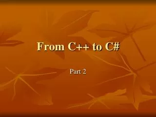 From C++ to C#