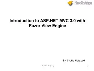 Introduction to ASP.NET MVC 3.0 with Razor View Engine