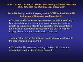 APM 57th Annual Meeting Disclosure: Joseph Smith, MD