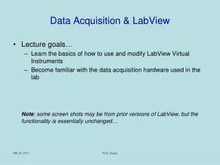 Data Acquisition &amp; LabView