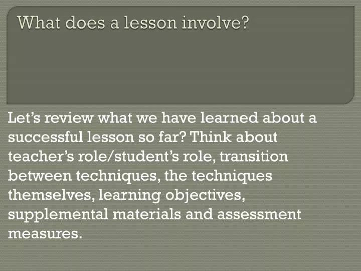 what does a lesson involve