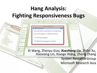 Hang Analysis: Fighting Responsiveness Bugs