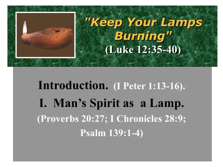 keep your lamps burning luke 12 35 40