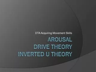 Arousal Drive theory Inverted U theory