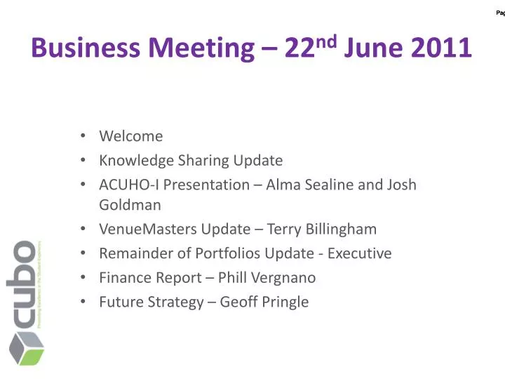 business meeting 22 nd june 2011