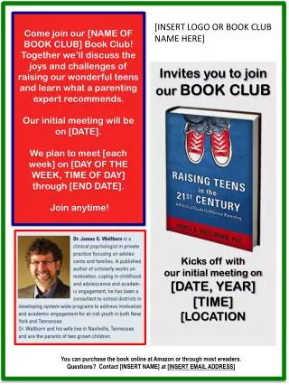 Come join our [NAME OF BOOK CLUB] Book Club!