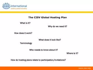 The CISV Global Hosting Plan