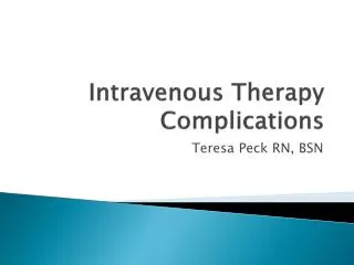 Intravenous Therapy Complications