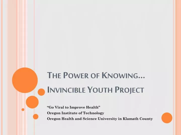 the power of knowing invincible youth project