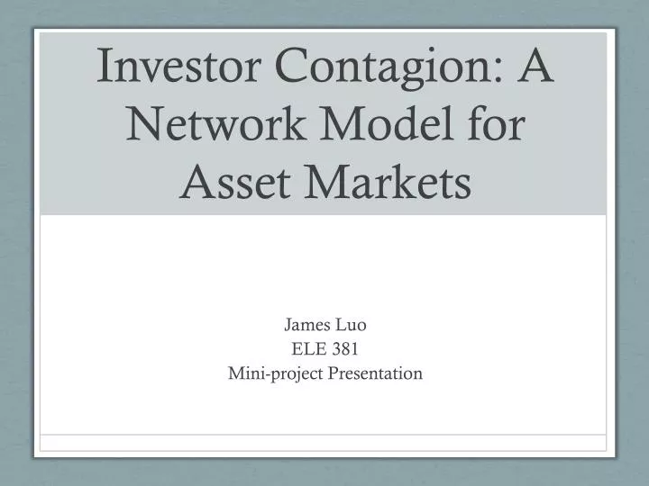 investor contagion a network model for asset markets