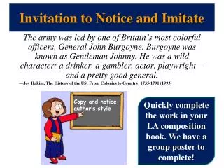 Invitation to Notice and Imitate