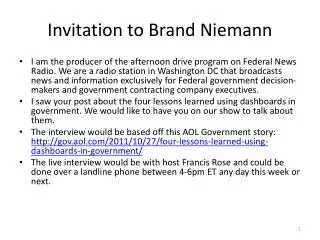 Invitation to Brand Niemann