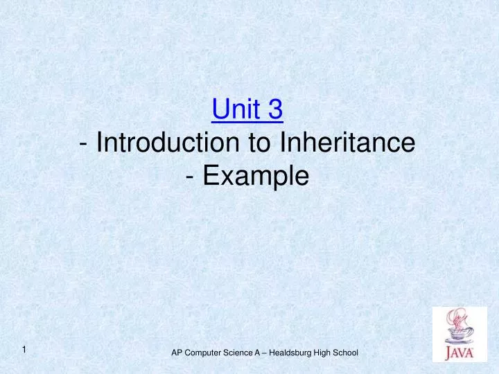 unit 3 introduction to inheritance example