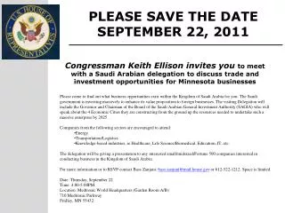 PLEASE SAVE THE DATE SEPTEMBER 22, 2011