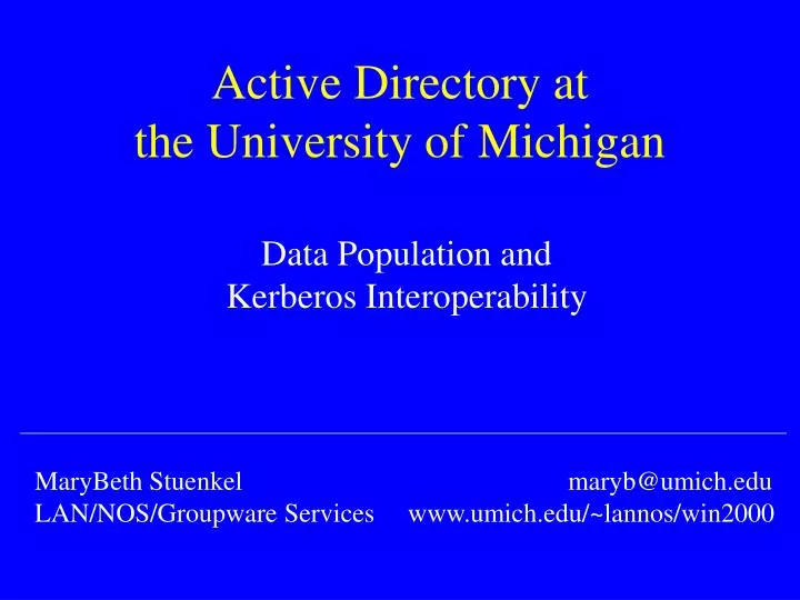 active directory at the university of michigan