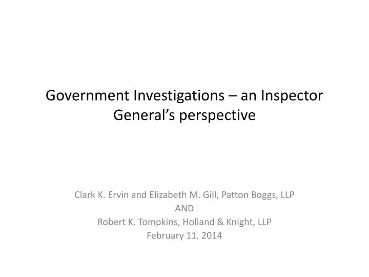 government investigations an inspector general s perspective