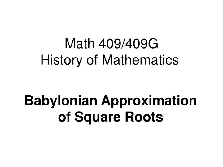 math 409 409g history of mathematics