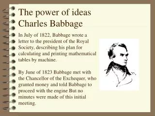 The power of ideas Charles Babbage