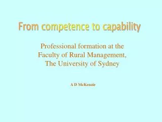 Professional formation at the Faculty of Rural Management, The University of Sydney