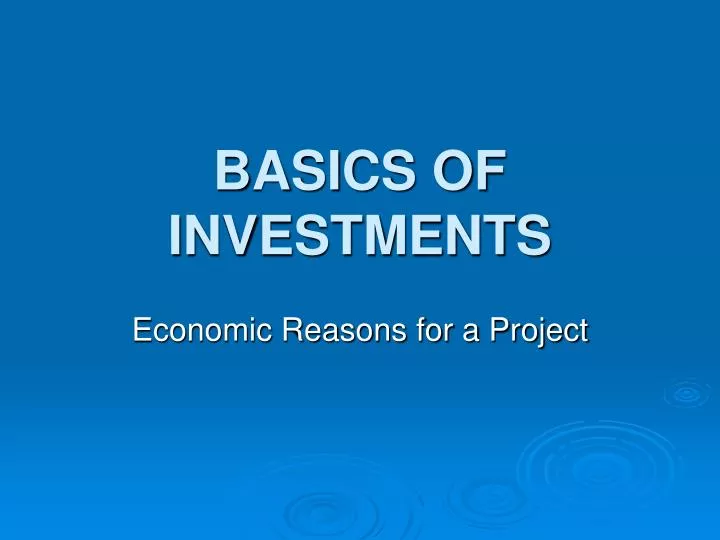 basics of investments