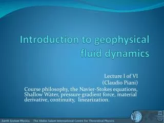 Introduction to geophysical fluid dynamics