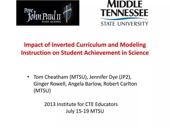 impact of inverted curriculum and modeling instruction on student achievement in science