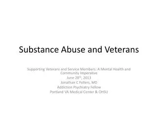 Substance Abuse and Veterans