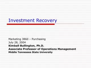 Investment Recovery