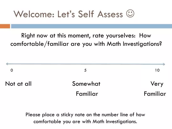 welcome let s self assess