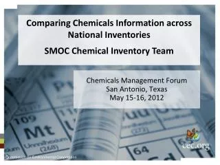 Chemicals Management Forum San Antonio, Texas May 15-16, 2012