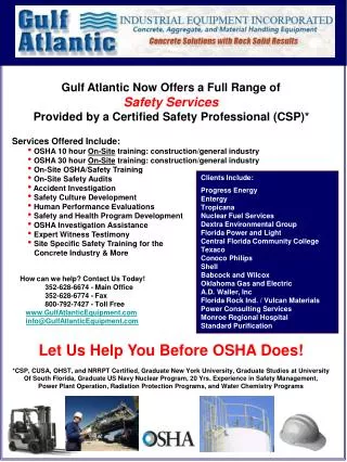 Gulf Atlantic Now Offers a Full Range of Safety Services
