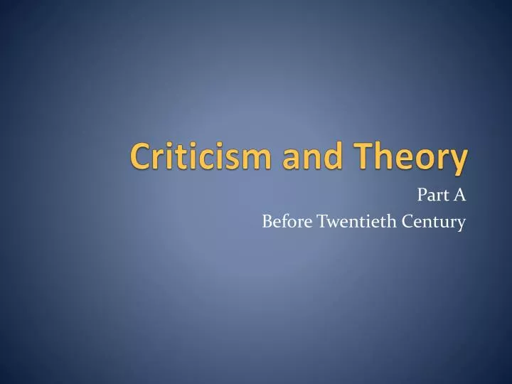 criticism and theory