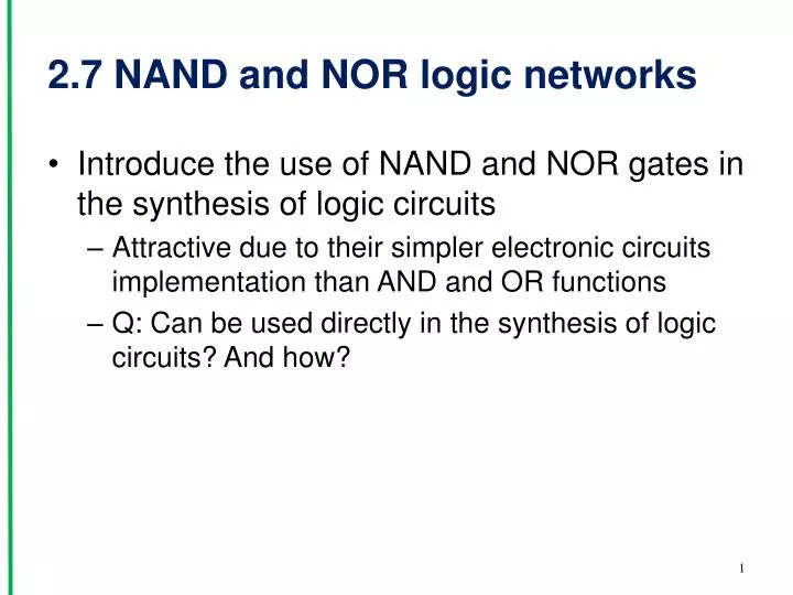 2 7 nand and nor logic networks
