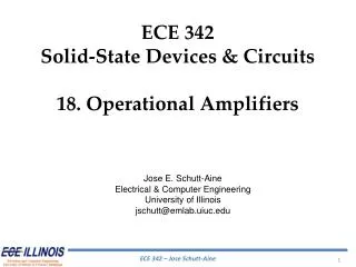 ECE 342 Solid-State Devices &amp; Circuits 18. Operational Amplifiers