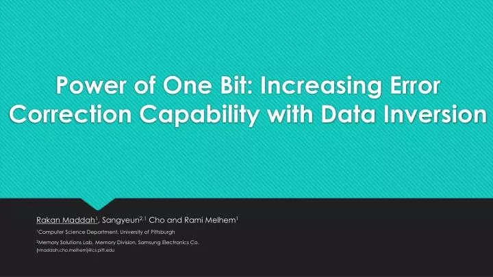 power of one bit increasing error correction capability with data inversion