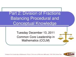 Part 2: Division of Fractions Balancing Procedural and Conceptual Knowledge
